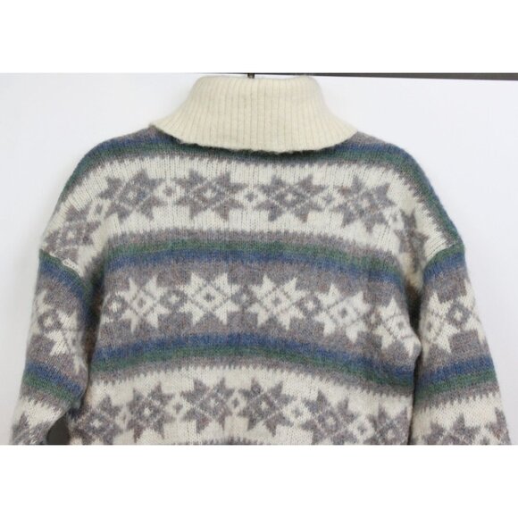 VTG 80s Hilda Ltd Wool Sweater sz M Iceland Thick Warm Winter Snowflake Blue - Picture 6 of 9